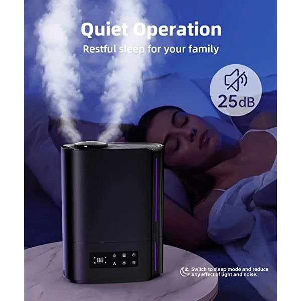 BREEZOME 6L Humidifiers MG07JS for Bedroom Large Room & Essential Oil Diffuser, Ultrasonic Top Fill Cool Mist Humidifiers for Baby, Plants, Nursery Last up to 60 Hours, Smart Humidistat Control, Quiet, Black
