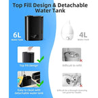BREEZOME 6L Humidifiers MG07JS for Bedroom Large Room & Essential Oil Diffuser, Ultrasonic Top Fill Cool Mist Humidifiers for Baby, Plants, Nursery Last up to 60 Hours, Smart Humidistat Control, Quiet, Black