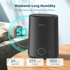 BREEZOME 5L Cool Mist Humidifier for Bedroom, Ultrasonic Top-Fill Humidifier with Essential Oil Diffuser, 360° Nozzle, Auto Shut-Off & 50H Runtime – Quiet Large Room Humidifier for Home, Baby & Plants