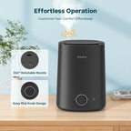 BREEZOME 5L Cool Mist Humidifier for Bedroom, Ultrasonic Top-Fill Humidifier with Essential Oil Diffuser, 360° Nozzle, Auto Shut-Off & 50H Runtime – Quiet Large Room Humidifier for Home, Baby & Plants