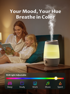 BREEZOME 2.5L Humidifier for Bedroom, 250ml/h Cool Mist, 25-Hour Runtime, Essential Oil Diffuser, Auto Shut-Off & 25dB Ultra-Quiet Operation, Perfect for Nurseries, Indoor Plants & Home