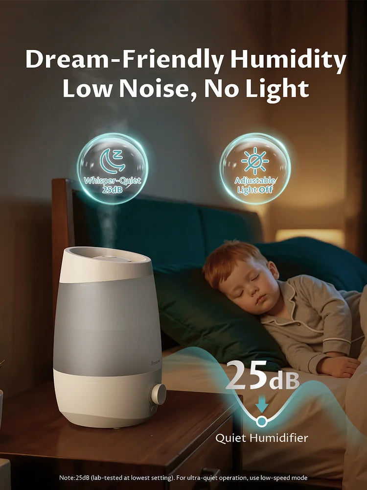 BREEZOME 2.5L Humidifier for Bedroom, 250ml/h Cool Mist, 25-Hour Runtime, Essential Oil Diffuser, Auto Shut-Off & 25dB Ultra-Quiet Operation, Perfect for Nurseries, Indoor Plants & Home
