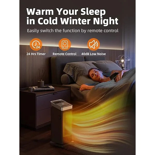 BREEZOME Space Heater, MG18QN 1500W Fast Heating Heater for Indoor Use, Ceramic Electric Heater for Home with Thermostat, 90° Oscillating Portable Heater with Remote Black