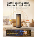 BREEZOME Space Heater MG26QN for Indoor Use, 1500W Fast Heating Electric Heater with Thermostat, 90°Oscillating PTC Ceramic Heater with Remote, 24H Timer Portable Room Heater for Home Office Bedroom Black