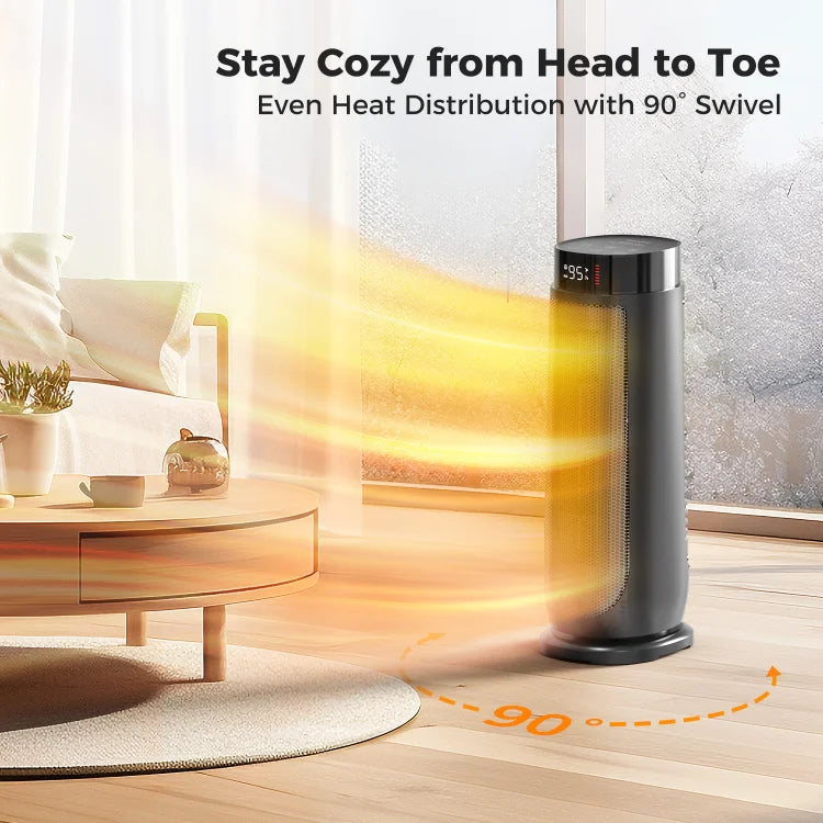 BREEZOME Space Heaters for Indoor Use, 1500W Electric Heater with Thermostat, 24H Timer, 90° Oscillating, Quiet Portable PTC Ceramic Heater with Remote, Fast Safety Heat for Home Bedroom