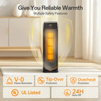 BREEZOME Space Heater Indoor, 1500W PTC Portable Electric Heaters for Home with Thermostat & 90° Oscillating, 24H Timer, Quiet Safety Ceramic Tower Heater with Remote for Bedroom Office